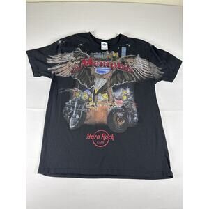 Hard Rock Cafe Memphis T Shirt Mens XL Black Eagle Motorcycle PacSun Graphic Tee